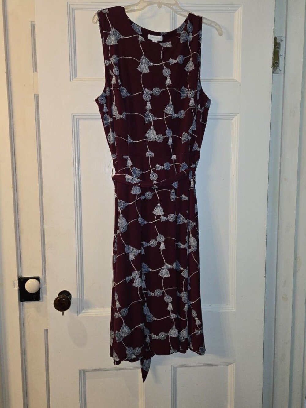 Charter Club Size XL Women's Maroon w/Gray Tassel Design Midi Dress
